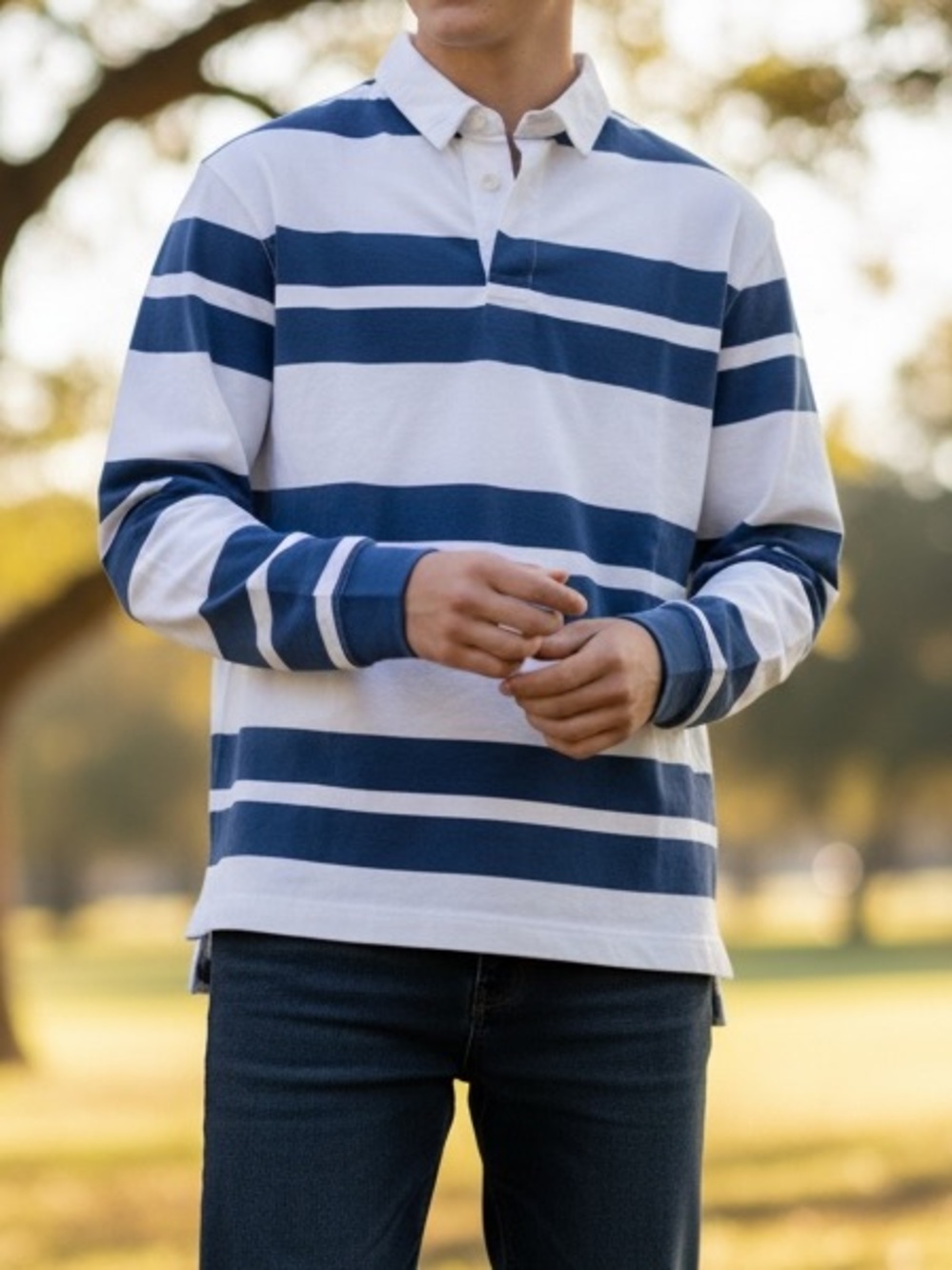 NEW American Eagle men’s all cotton long sleeve rugby shirt perfect condition